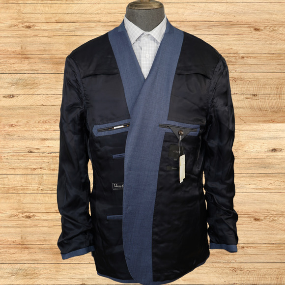 NWT J. Crew Crosby Suit Jacket Mens 46R Tollegno 1900 Wool Blue 2 Button Notch - Picture 5 of 9